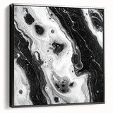 Modern Black and White Abstract Wall Art - Fluid Marble Canvas