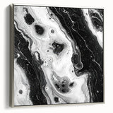 Modern Black and White Abstract Wall Art - Fluid Marble Canvas
