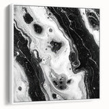 Modern Black and White Abstract Wall Art - Fluid Marble Canvas