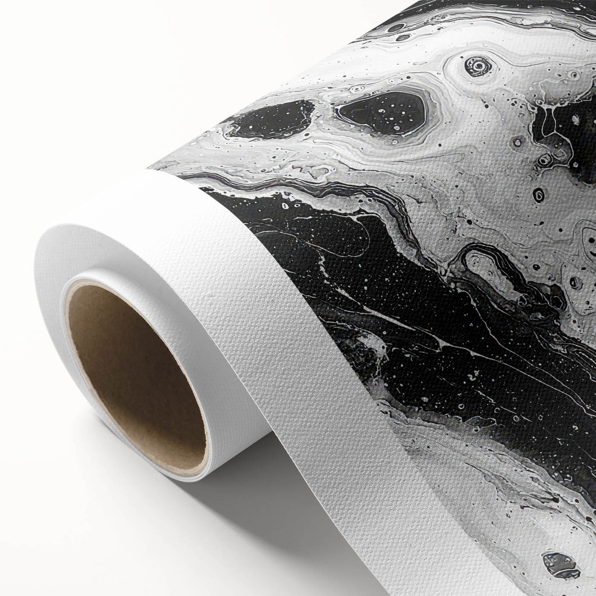 Modern Black and White Abstract Wall Art - Fluid Marble Canvas