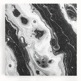 Modern Black and White Abstract Wall Art - Fluid Marble Canvas