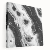 Modern Black and White Abstract Wall Art - Fluid Marble Canvas