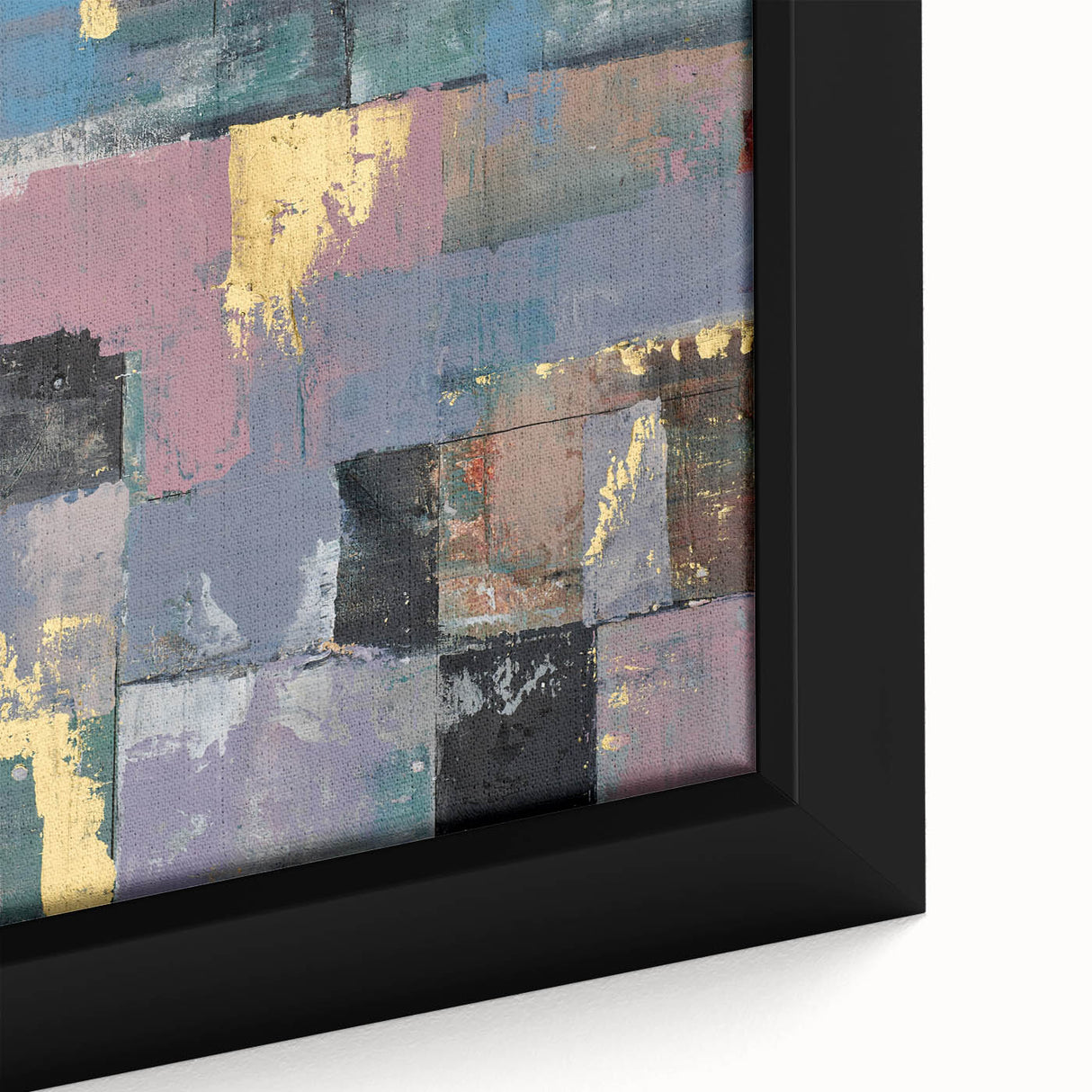 Faded Grid Luxe – Contemporary Abstract Art Piece with Gold Accents