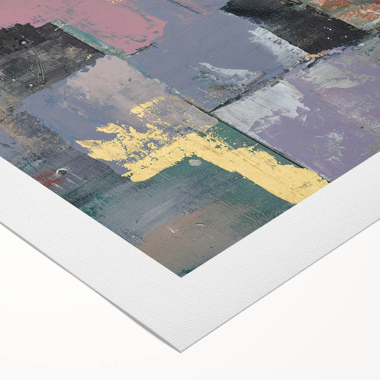 Faded Grid Luxe – Contemporary Abstract Art Piece with Gold Accents