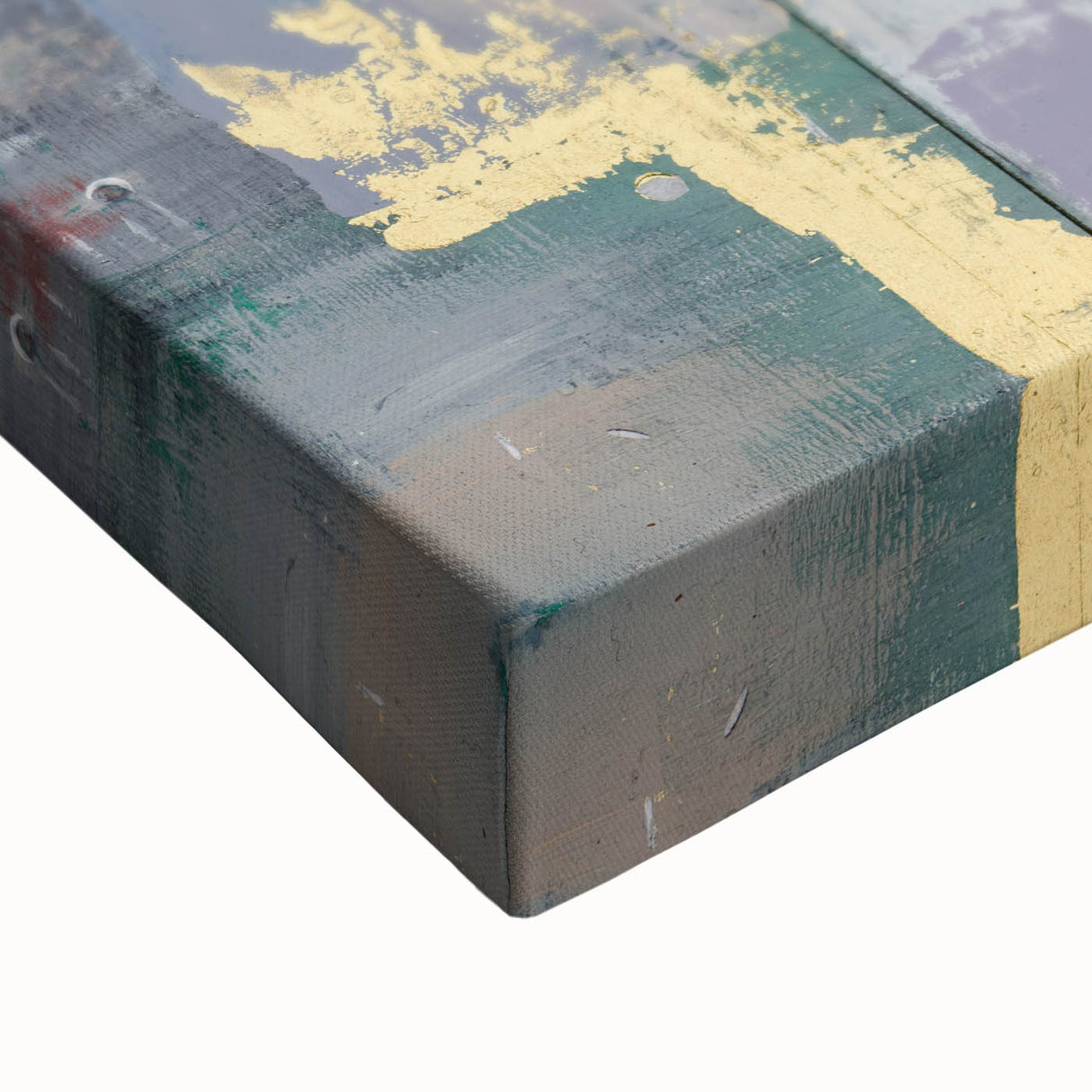 Faded Grid Luxe – Contemporary Abstract Art Piece with Gold Accents