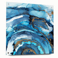 High-End Abstract Canvas Print – Ocean Blue & Gold Wall Art