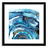 High-End Abstract Canvas Print – Ocean Blue & Gold Wall Art