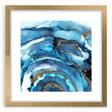 High-End Abstract Canvas Print – Ocean Blue & Gold Wall Art