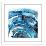 High-End Abstract Canvas Print – Ocean Blue & Gold Wall Art