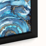 High-End Abstract Canvas Print – Ocean Blue & Gold Wall Art