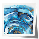 High-End Abstract Canvas Print – Ocean Blue & Gold Wall Art