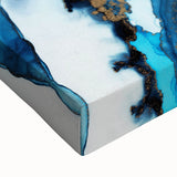 High-End Abstract Canvas Print – Ocean Blue & Gold Wall Art