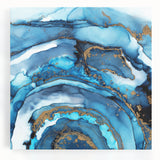 High-End Abstract Canvas Print – Ocean Blue & Gold Wall Art