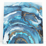 High-End Abstract Canvas Print – Ocean Blue & Gold Wall Art