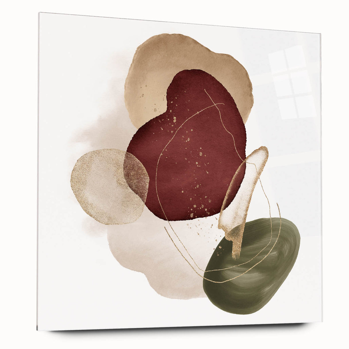 Minimalist wall art for modern interiors – burgundy and olive print