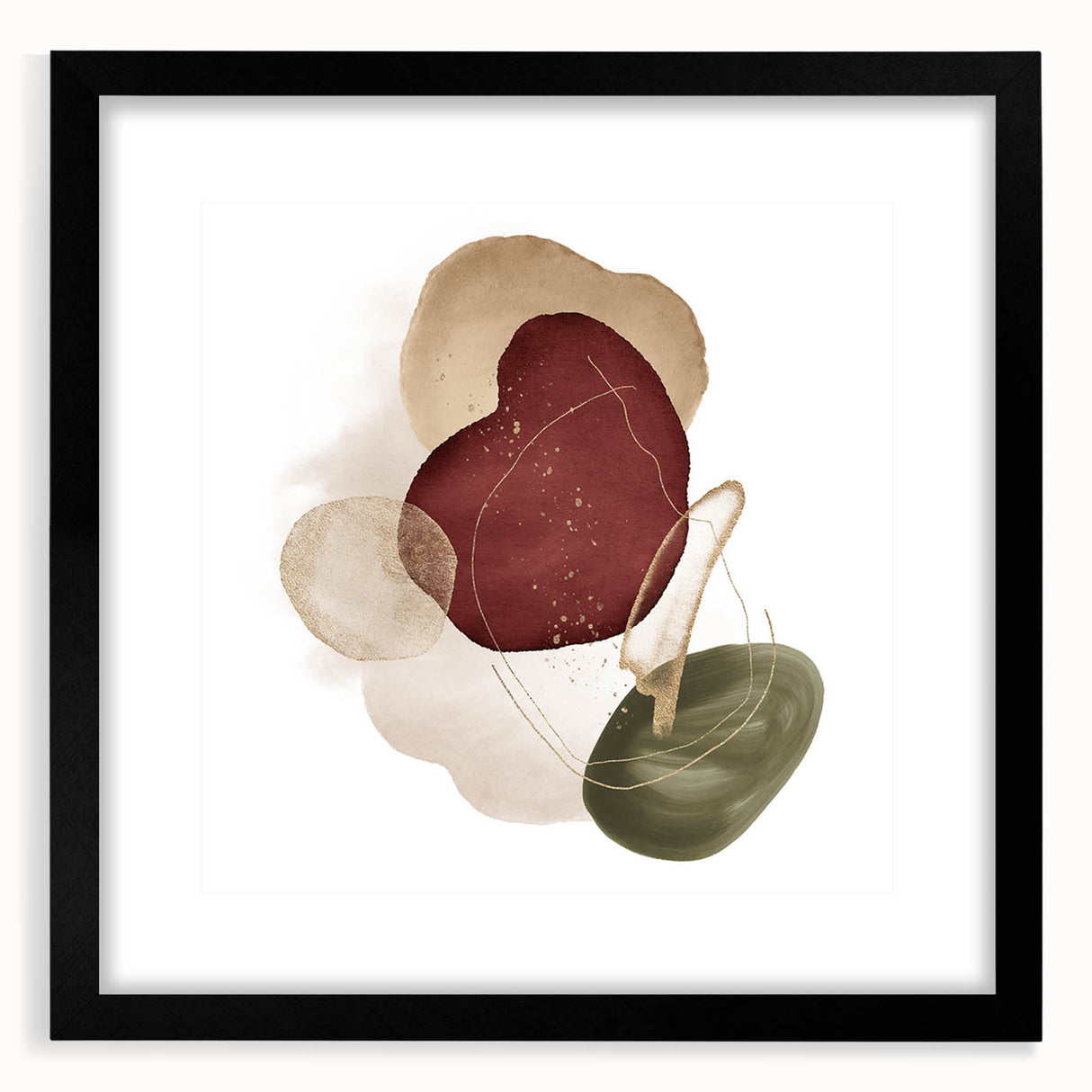 Minimalist wall art for modern interiors – burgundy and olive print