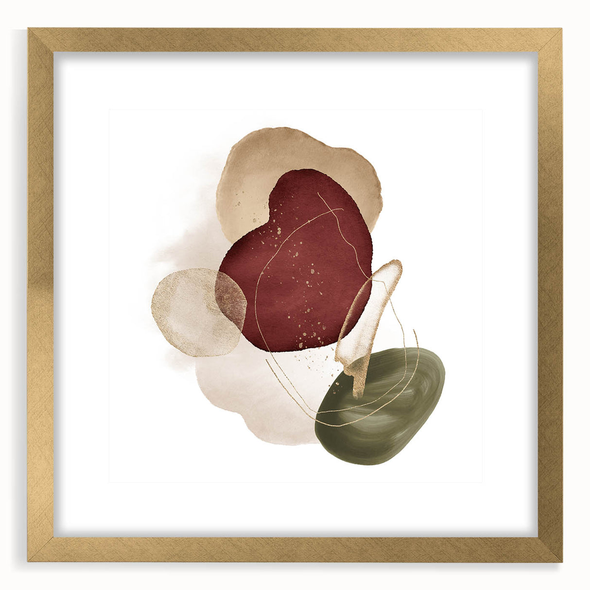 Minimalist wall art for modern interiors – burgundy and olive print