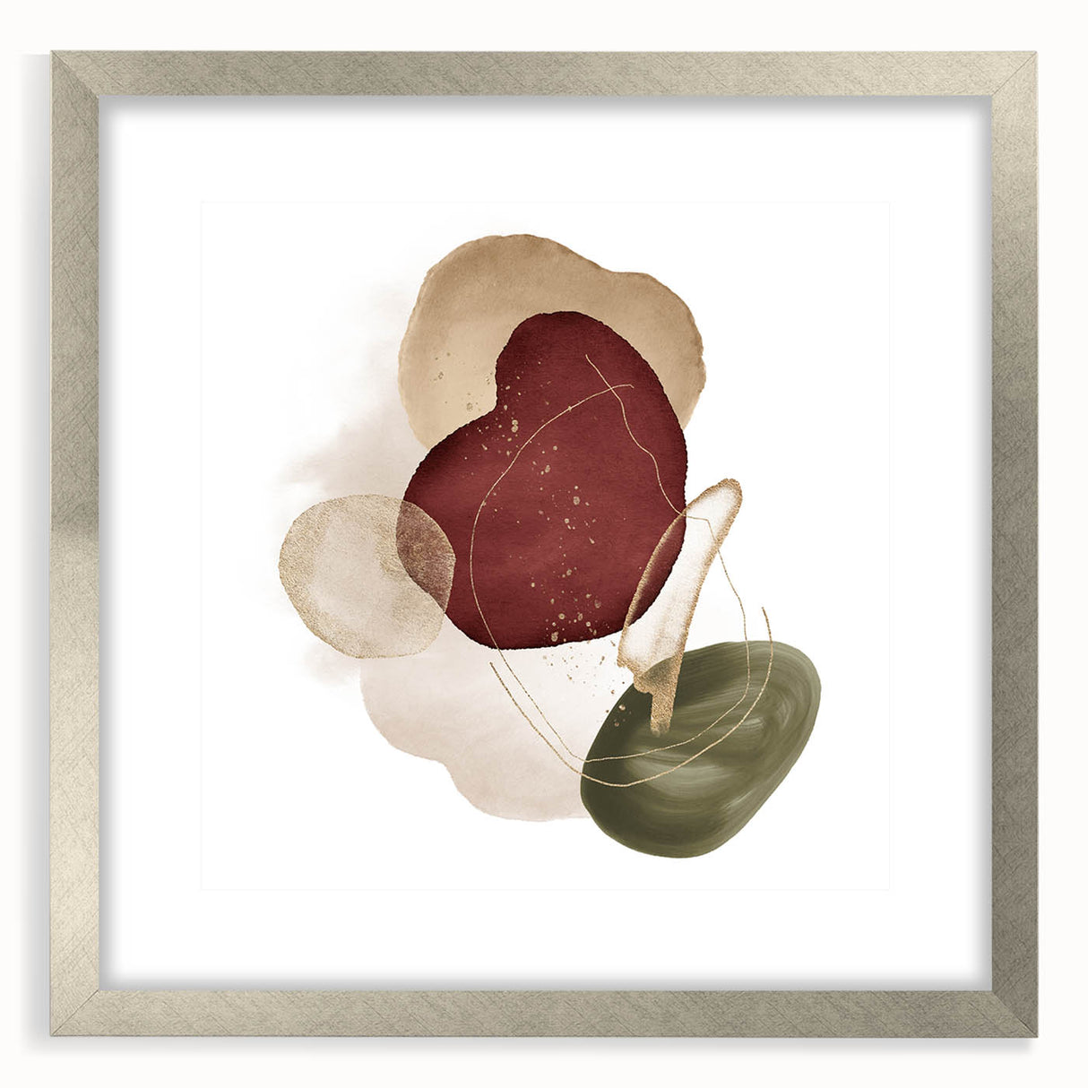 Minimalist wall art for modern interiors – burgundy and olive print