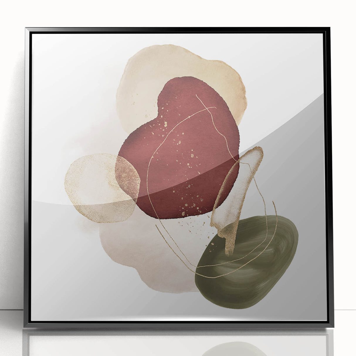 Minimalist wall art for modern interiors – burgundy and olive print