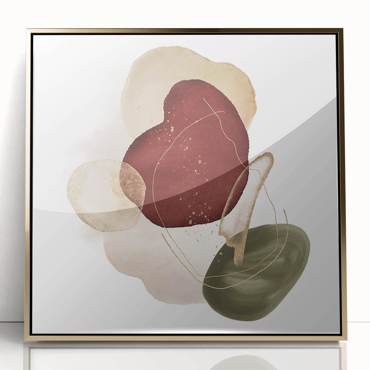 Minimalist wall art for modern interiors – burgundy and olive print