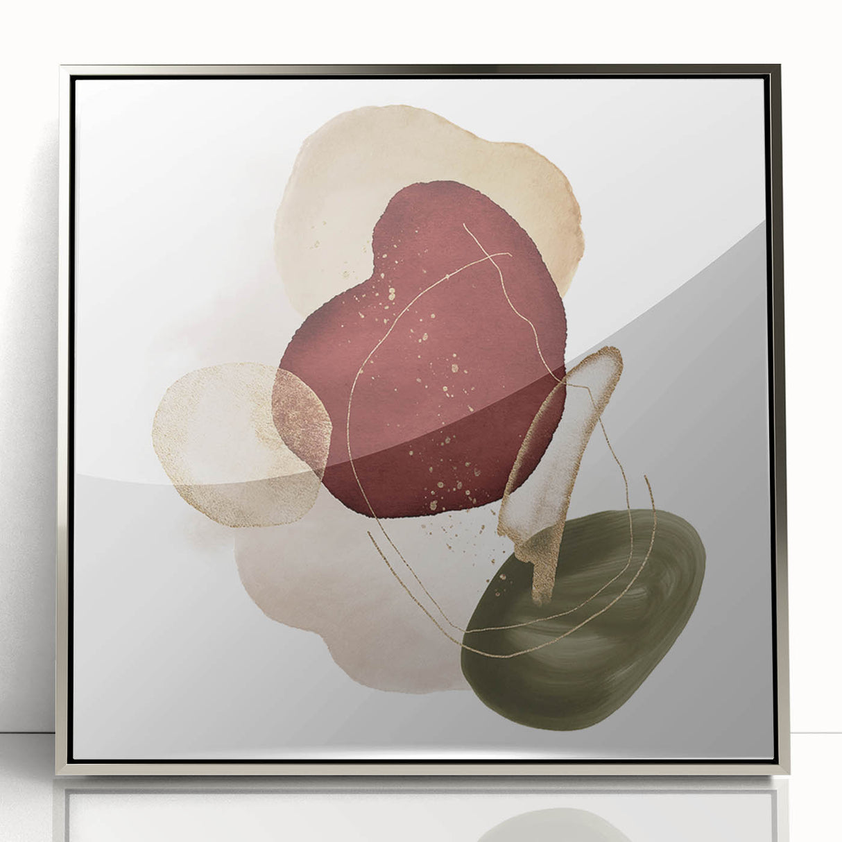 Minimalist wall art for modern interiors – burgundy and olive print