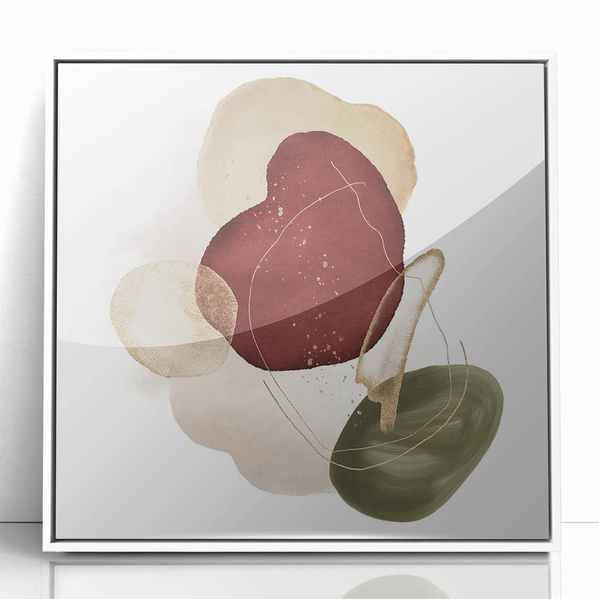Minimalist wall art for modern interiors – burgundy and olive print