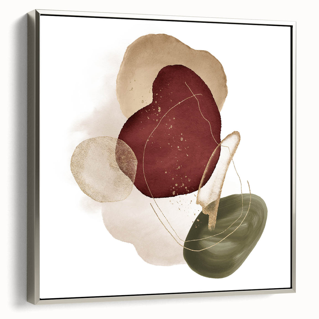 Minimalist wall art for modern interiors – burgundy and olive print