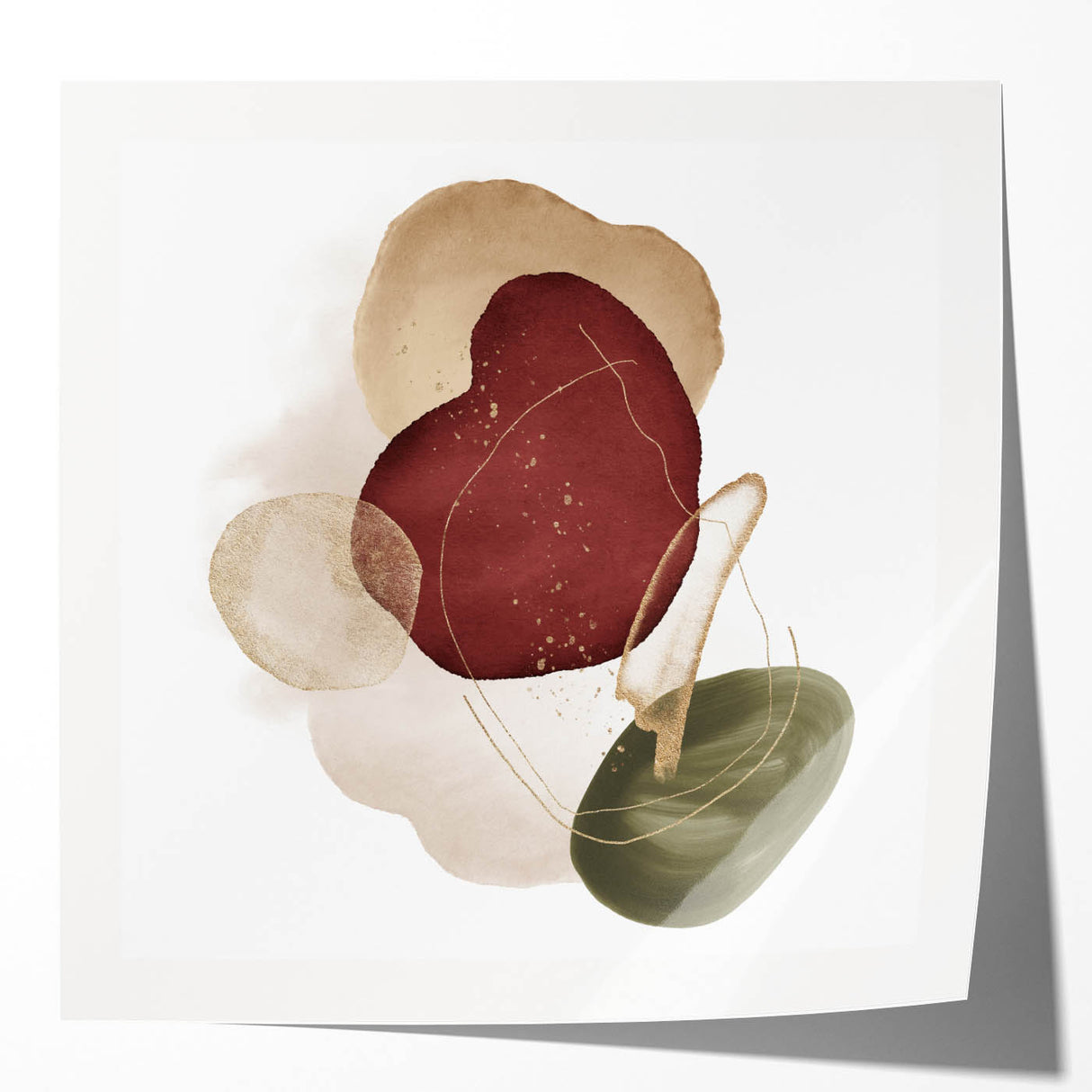 Minimalist wall art for modern interiors – burgundy and olive print