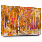 Minimalist Landscape Wall Art – Warm Autumn Forest in Abstract Color