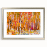 Minimalist Landscape Wall Art – Warm Autumn Forest in Abstract Color