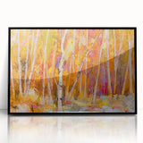Minimalist Landscape Wall Art – Warm Autumn Forest in Abstract Color