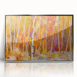 Minimalist Landscape Wall Art – Warm Autumn Forest in Abstract Color