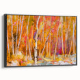 Minimalist Landscape Wall Art – Warm Autumn Forest in Abstract Color