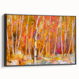 Minimalist Landscape Wall Art – Warm Autumn Forest in Abstract Color