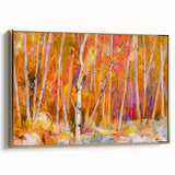 Minimalist Landscape Wall Art – Warm Autumn Forest in Abstract Color