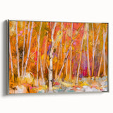 Minimalist Landscape Wall Art – Warm Autumn Forest in Abstract Color