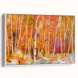 Minimalist Landscape Wall Art – Warm Autumn Forest in Abstract Color