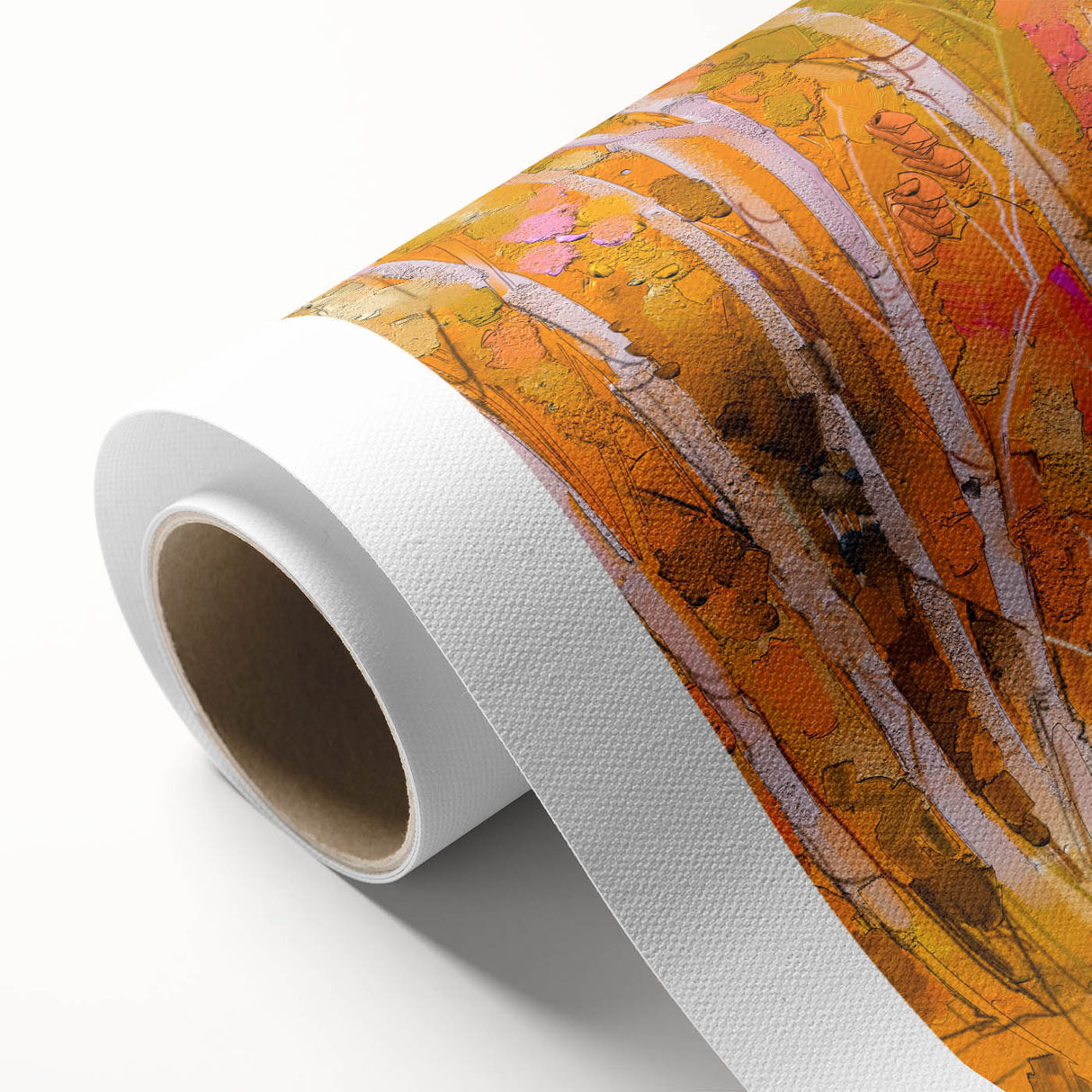 Minimalist Landscape Wall Art – Warm Autumn Forest in Abstract Color