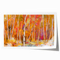 Minimalist Landscape Wall Art – Warm Autumn Forest in Abstract Color