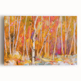 Minimalist Landscape Wall Art – Warm Autumn Forest in Abstract Color