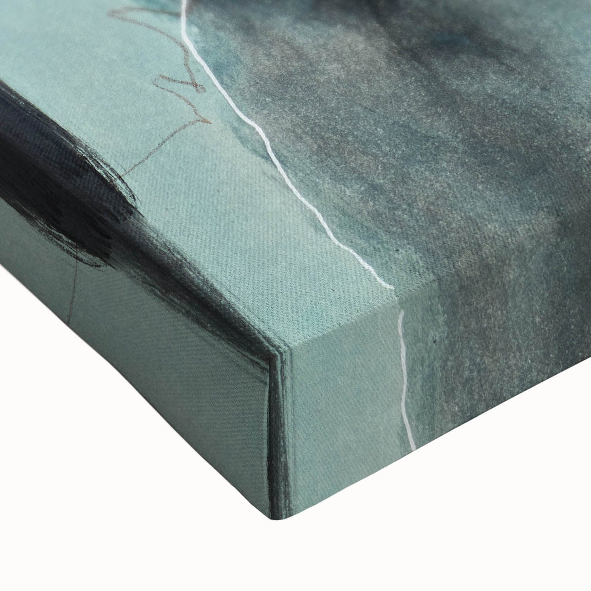 Modern Abstract Painting – Elegant Canvas in Teal, Gold & Soft Pink