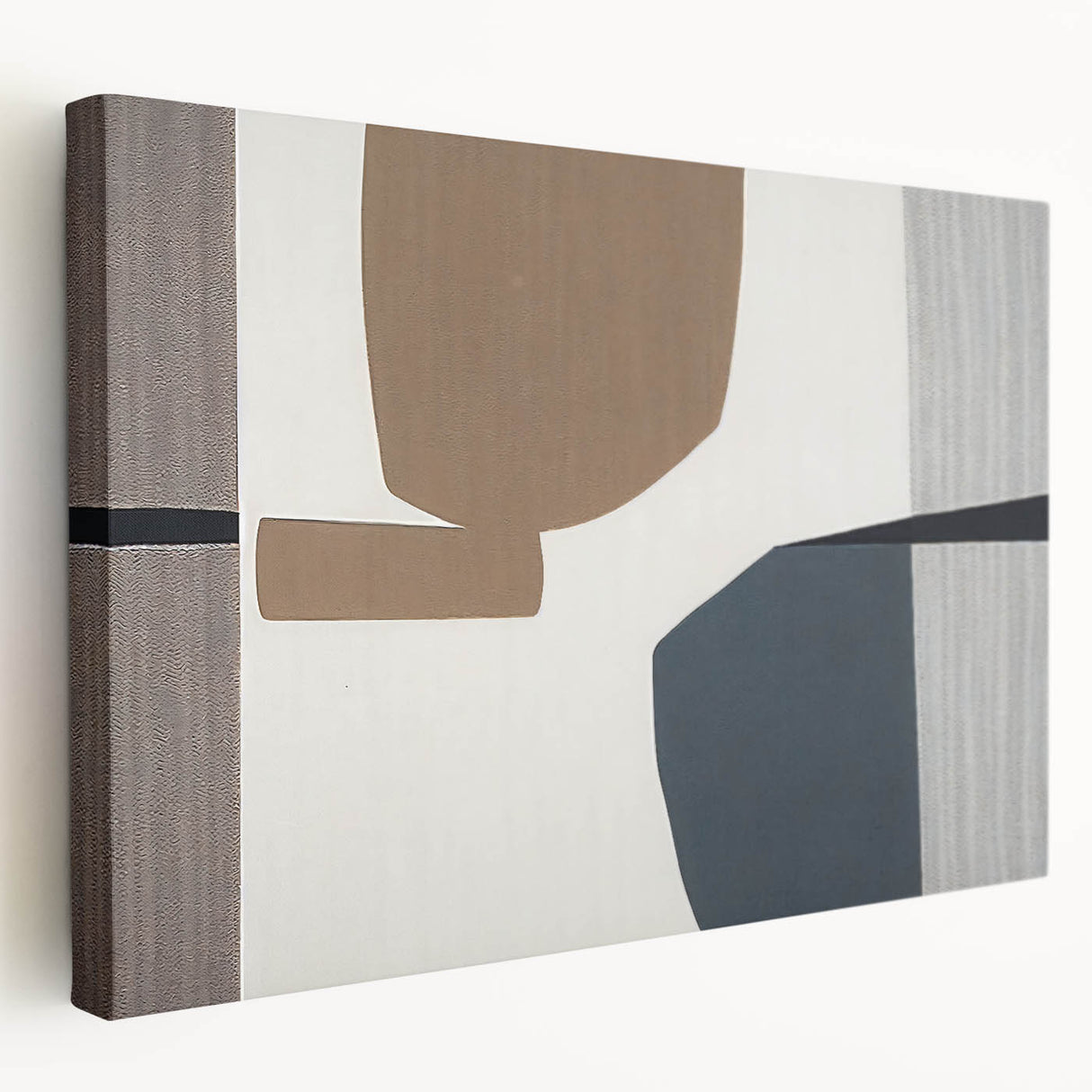 Minimalist Textured Art Pieces – Geometric Brown and Gray Forms