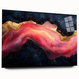 Fiery Passion Fluid Acrylic Art – Red, Black & Gold Wall Decor