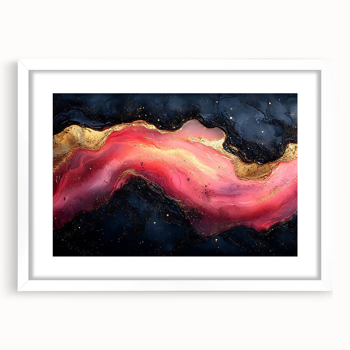 Fiery Passion Fluid Acrylic Art – Red, Black & Gold Wall Decor