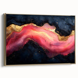 Fiery Passion Fluid Acrylic Art – Red, Black & Gold Wall Decor