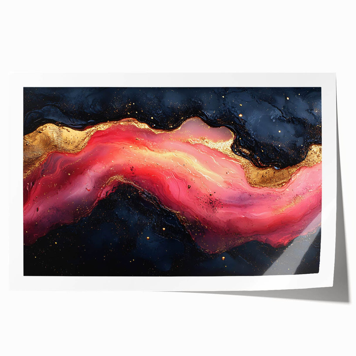 Fiery Passion Fluid Acrylic Art – Red, Black & Gold Wall Decor