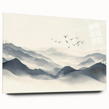 Minimalist Black and White Mountain Wall Art - Tranquil Canvas