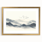 Minimalist Black and White Mountain Wall Art - Tranquil Canvas