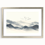 Minimalist Black and White Mountain Wall Art - Tranquil Canvas