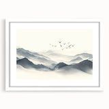 Minimalist Black and White Mountain Wall Art - Tranquil Canvas